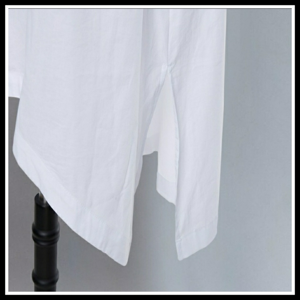White Asymmetric Loose Long Blouse - Picture 5 of 6